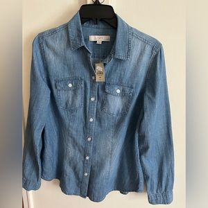 Ann Taylor LOFT chambray button down shirt, Size SP NWT